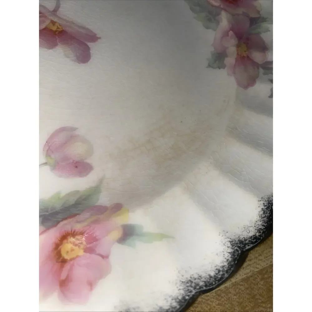 Set Of 4 9.25” Dinner Plates Ivory Porcelain By Sebring “Primrose” 22K Gold Trim